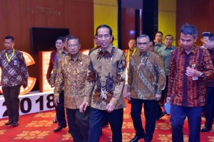 Presiden Jokowi menghadiri pembukaan CEO Networking 2018, di The Ritz-Carlton, Jakarta, Senin (3/12) pagi. (Foto: JAY/Humas) 