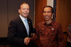 Presiden Jokowi bertemu PM Australia Tony Abbot, di Brisbane, Jumat (14/11) sore waktu setempat.