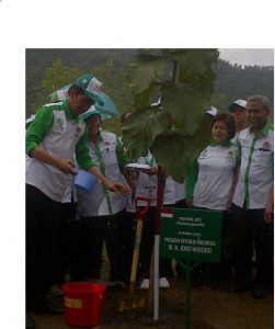 Presiden Jokowi menanam pohon di Hari Menanam Pohon, di Wonogiri, Sabtu (29/11)