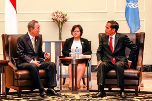 Sekjen PBB Ban Ki-moon menemui Presiden Jokowi, di Nay Pyi Taw, Myanmar, Kamis (13/11)