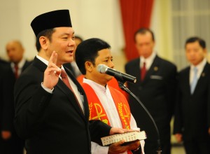 Kepala BRG Nazir Foead Saat Dilantik oleh Presiden Joko Widodo di Istana Negara, Jakarta, beberapa waktu lalu.