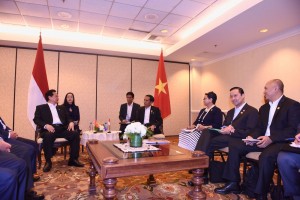 Presiden Jokowi bertemu PM Vietnam di California, Amerika Serikat (15/2). (Foto:Humas/Nia)