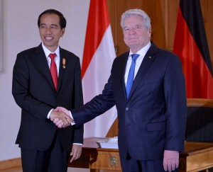 Presiden Jokowi bertemu Presiden Jerman (18/4). (Foto: BPMI/Laily).