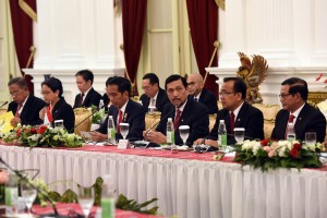 Presiden Joko Widodo (Jokowi) menerima kunjungan PM Selandia Baru John Key dan Istrinya Bronagh Key di Istana Merdeka, Jakarta Senin (18/7) sore.