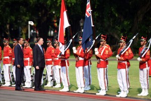 Presiden Joko Widodo (Jokowi) menerima kunjungan PM Selandia Baru John Key dan Istrinya Bronagh Key di Istana Merdeka, Jakarta Senin (18/7) sore.