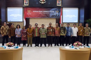 Sosialisasi Amnesti Pajak di lingkungan Sekretariat Kabinet, yang diselenggarakan di aula lantai 1 Gedung III Kemensetneg, Kamis (15/9) pagi.