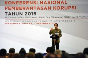 President Jokowi opens the 2016 National Conference on Corruption Eradication, on Thursday (1/12)