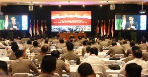 President Jokowi gives directives at the Polri Excecutive Meeting (Rapim), in the STIK and PTIK Auditorium, Jakarta, Wednesday (25/1) morning. (Photo: PR/Rahmat)