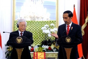 President Jokowi receives the visit of General Secretary of the Communist Party of Vietnam Nguy?n Phú Tr?ng, at the Merdeka Palace, Jakarta, Wednesday (23/8) afternoon (Photo: PR/ Oji)