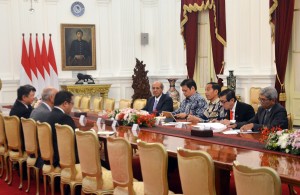 Presiden Jokowi menerima courtesy call dari WIPO di Istana Merdeka, Jakarta, Selasa (19/9) siang. (Foto: HUmas/Agung)