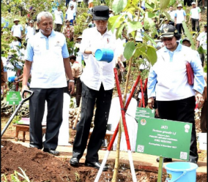 President Jokowi attends the 2017 Tree Planting Day and the 2017 National Planting Month in Karangasem Village, Ponjong District, Gunungkidul Regency, Yogyakarta, Saturday, (9/12). (Photo: BPMI).