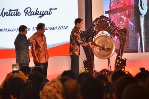 President Jokowi attends the 2018 National Working Meeting of the Ministry of Agrarian and Spatial Planning at Puri Agung Convention Hall, Sahid Jaya Hotel, Jakarta, on Wednesday (10/1)