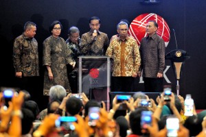 Presiden menyampaikan sambutan dalam acara Penutupan Perdagangan BEI di Gedung Bursa Efek Jakarta, 29 Desember 2017