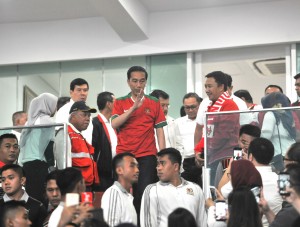Presiden Jokowi saat meresmikan Stadion Utama Gelora Bung Karno (SUGBK) di kawasan Senayan, Jakarta, Minggu (14/1). (Foto: Humas/Deni).