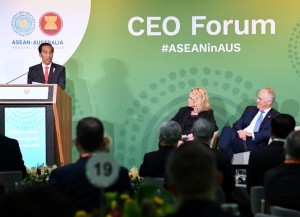 President Jokowi speaking at CEO Forum, as a series of ASEAN-Australia Special Summit, at International Convention Center, Sydney, Australia, Saturday (17/3). (Photo: BPMI).