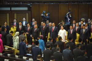 Ministers of the Working Cabinet at the DPR-RI Plenary Session, at Nusantara Building, Jakarta, Thursday (16/8). (Photo: Public Relations of Cabinet Secretary)