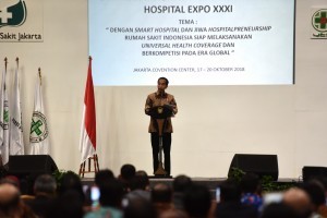 President Jokowi gives a speech at the 14th PERSI Congress, at JCC Jakarta, Wednesday (17/10). (Photo by: Deny S/Public Relations Division)