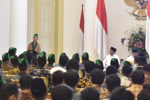 Presiden Jokowi menghadiri pembukaan Sepim HMI, di Istana Kepresidenan Bogor, Jabar, Jumat (5/10) sore. (Foto: JAY/Humas)