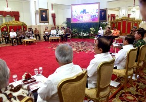 The cabinet members attend the Plenary Cabinet Meeting at the State Palace, Jakarta, Tuesday (16/10). Photo by: Rahmat/ Public Relations Division of Cabinet Secretariat.
