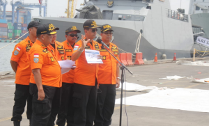 Head of Basarnas M. Syaugi on a press conference about the (searching progress) of Lion Air JT610, at JITC 2 TanjungPriok, Jakarta, Sunday (4/11). (Photo Public Relation of the National Search and Rescue Agency)