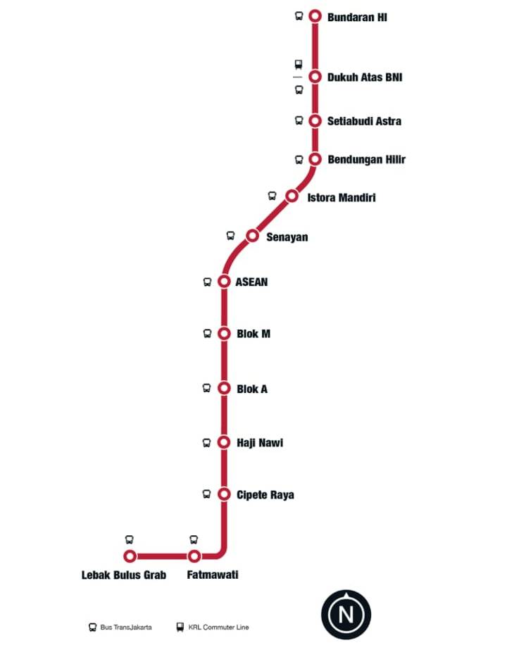 Peta Rute MRT (Sumber: Aplikasi MRT Jakarta)