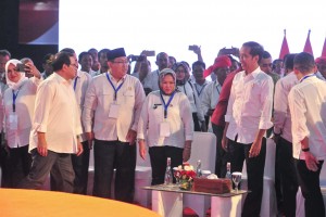 President Jokowi attends the National Village Heads Gathering, at the Indoor Tennis Stadium of Gelora Bung Karno (GBK), Jakarta, Wednesday (10/4). (Photo by: PR/Jay)