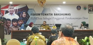 Suasana Forum Tematik Bakohumas yang mengusung tema " BUMDesa Sebagai Penggerak Perekonomian Desa" di Savana Hotel and Convention, Malang, Jawa Timur, Rabu (24/4) malam. (Heni/Humas)