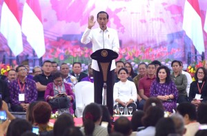 : President Jokowi gives remarks on the 10th Church and Community Conference of the Indonesian Communion of Churches (PGI) 2019, Manado, North Sulawesi, Sunday (31/3). (Photo by: Rahmat/PR)