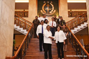 Finance Minister Sri Mulyani Indrawati and Attorney General Prasetyo after giving a press statement, at the Attorney General's Office, Jakarta, Monday (1/4), (Photo by: Ministry of Finance PR)