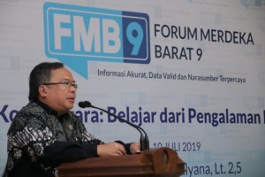 Bappenas Head Bambang Brodjonegoro talks in a public discussion in Jakarta, Wednesday (10/7). (Photo by: Minister of Communication and Information PR)