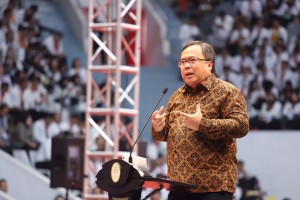 Menteri PPN/Kepala Bappenas Bambang Brodjonegoro menjadi inspiring speaker pada acara Presidential Lecture 2019, di Istora Senayan Jakarta, Rabu (25/7). (Foto: Humas Kementerian PANRB)