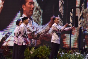 Jokowi attends the opening of the XXII Congress of Indonesian Teachers Association (PGRI), at the Britama Arena, Kelapa Gading, Jakarta, Friday (5/7). (Photo by: Oji / Humas)