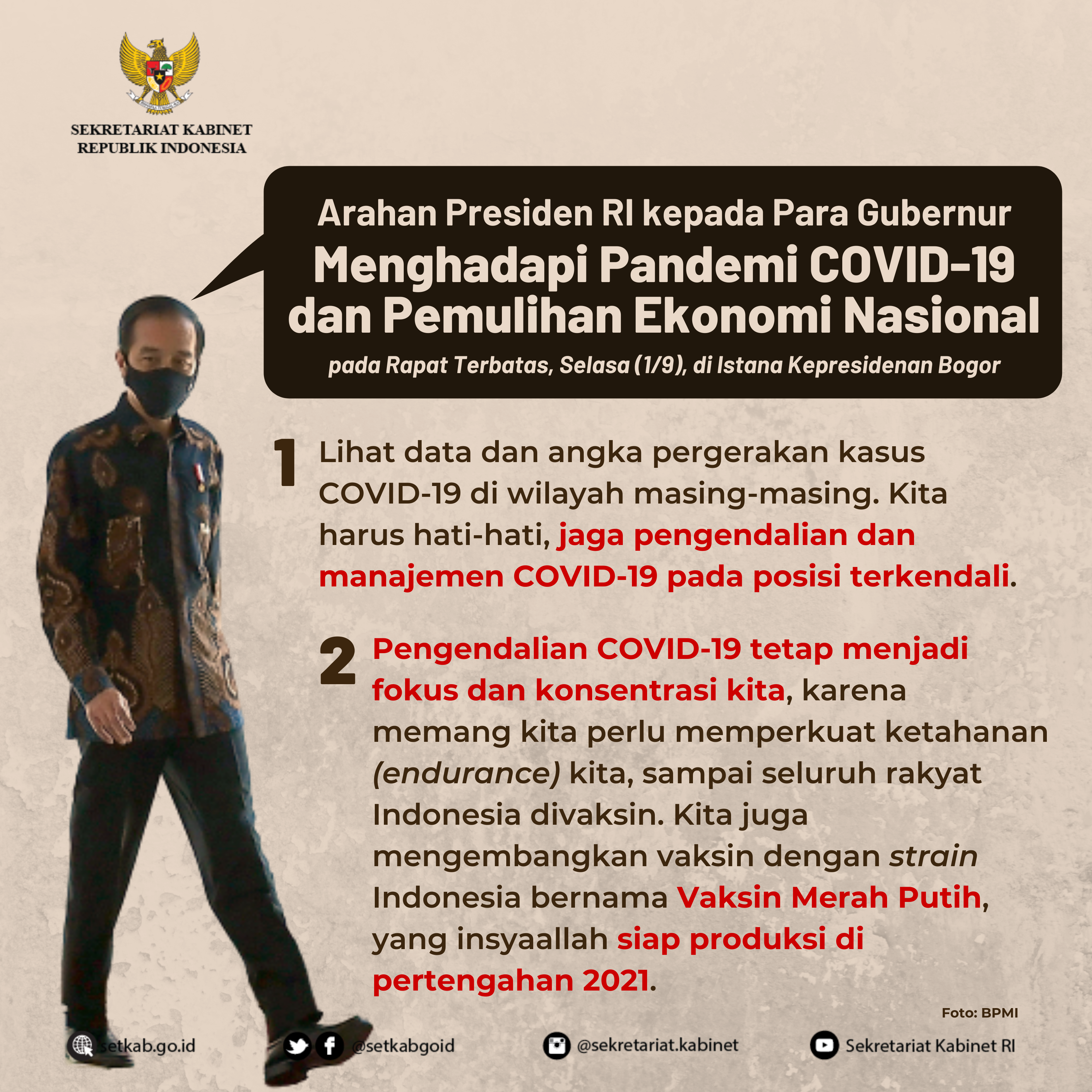 Arahan Presiden Joko Widodo pada #RapatTerbatas "Pengarahan Presiden Kepada Para Gubernur Menghadapi Pandemik COVID-19 dan PEN"