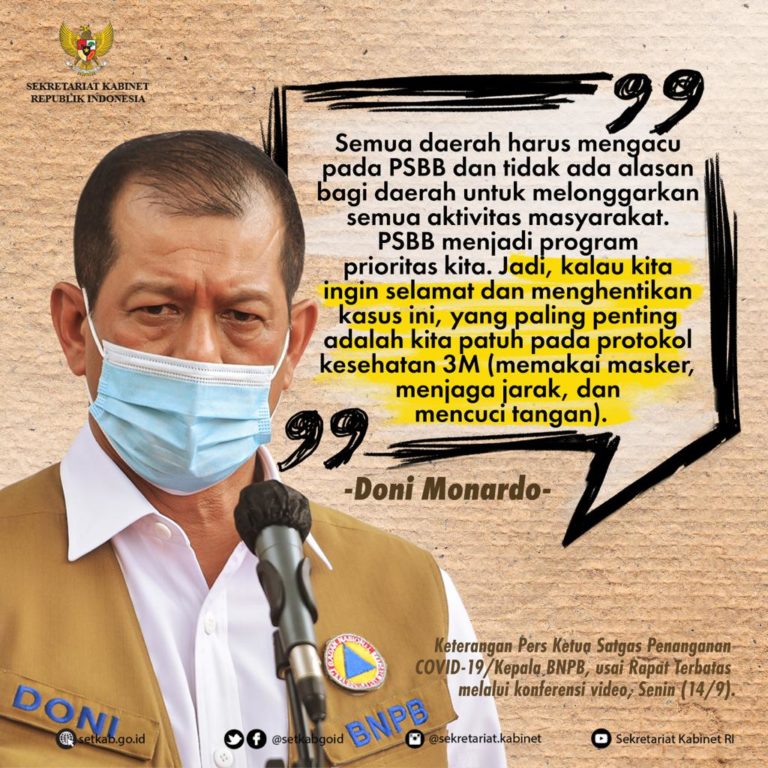 Pesan Kepala BNPB sekaligus Ketua Satgas Penanganan COVID-19