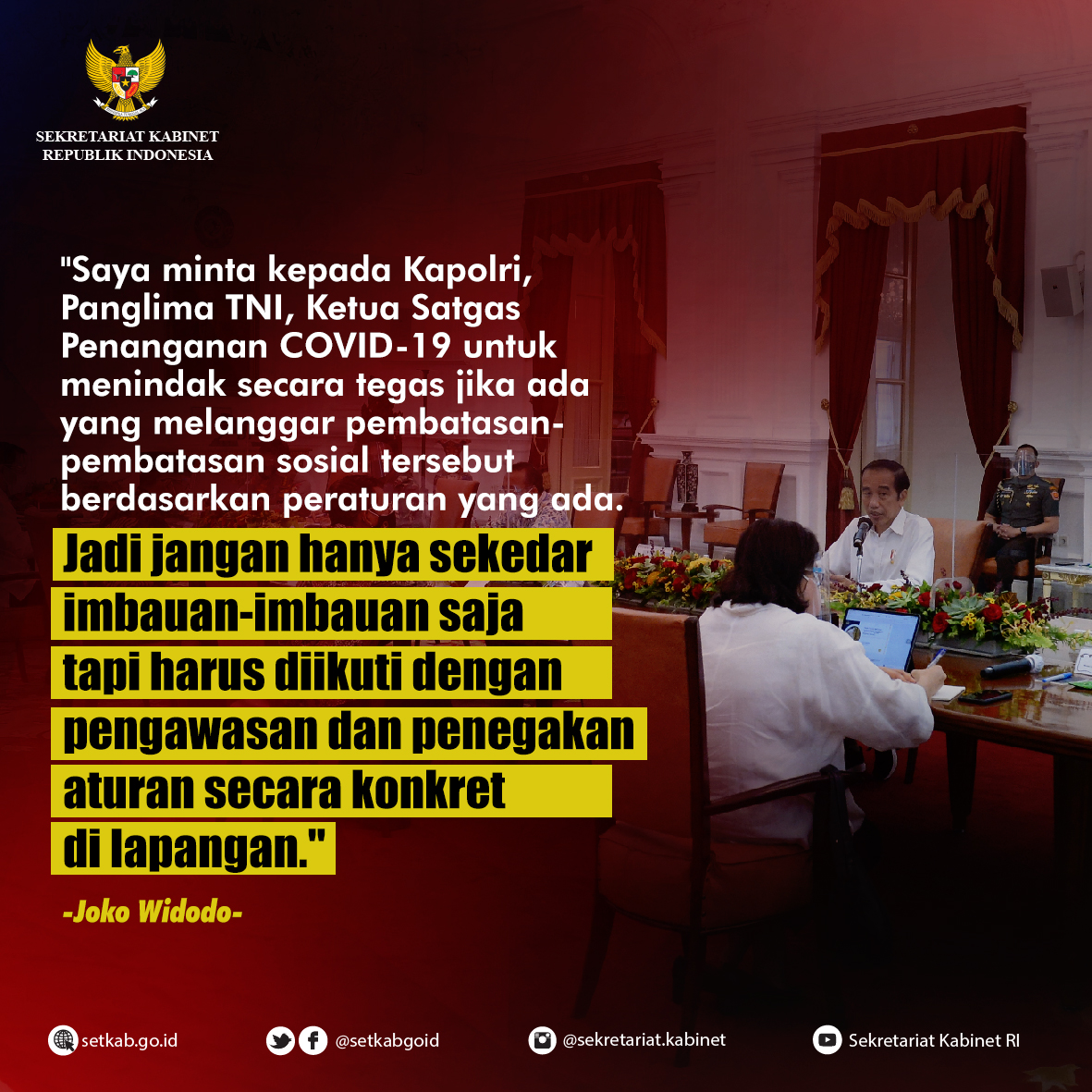 Arahan Presiden Joko Widodo mengenai Penanganan Covid-19 pada Rapat Terbatas, Senin (16/11)