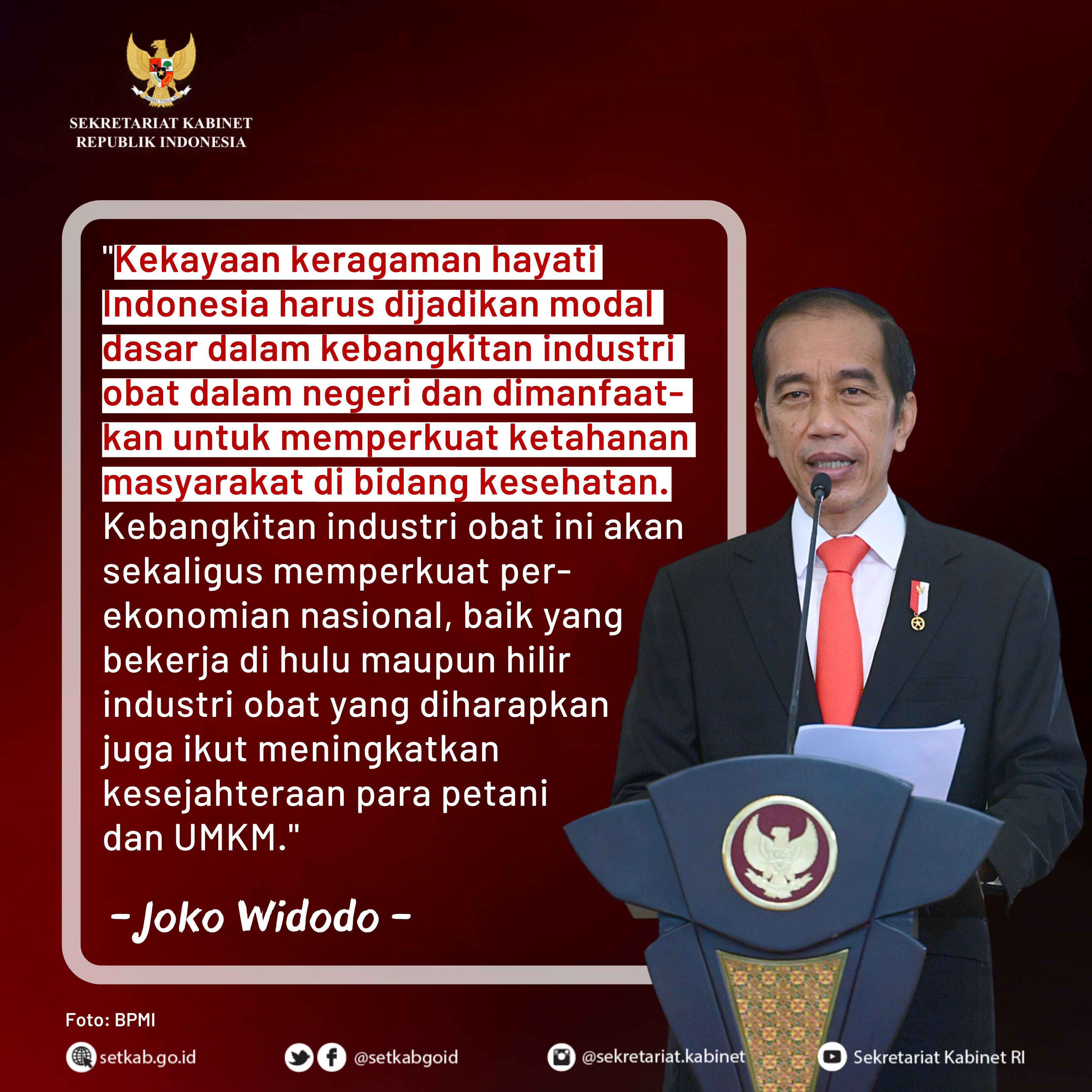 Pesan Presiden Joko Widodo pada Rapat Kerja Nasional dan Pertemuan Ilmiah Tahunan Ikatan Apoteker Indonesia, Kamis (5/11)