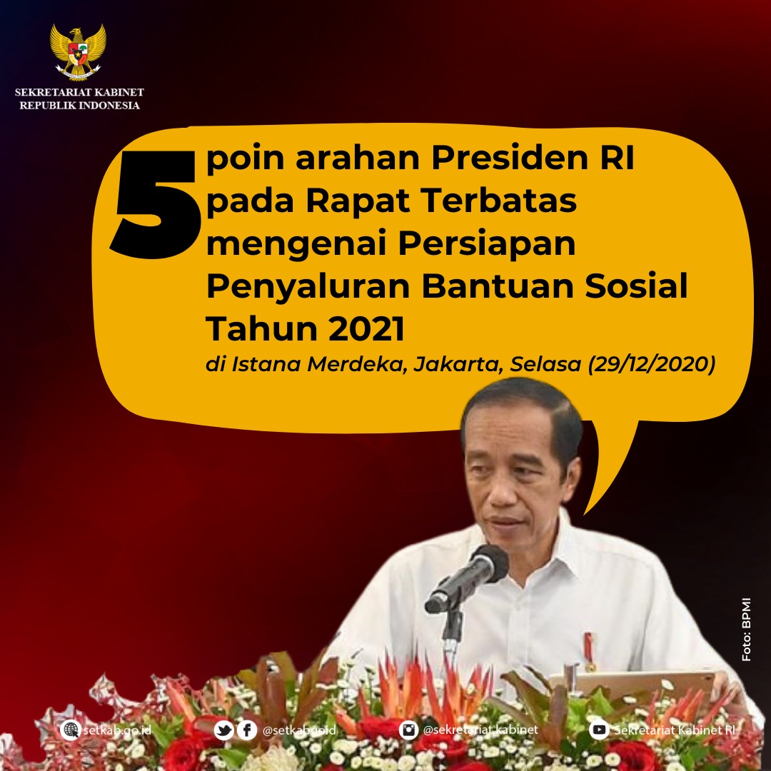 Arahan Presiden Joko Widodo mengenai Persiapan Penyaluran Bansos 2021