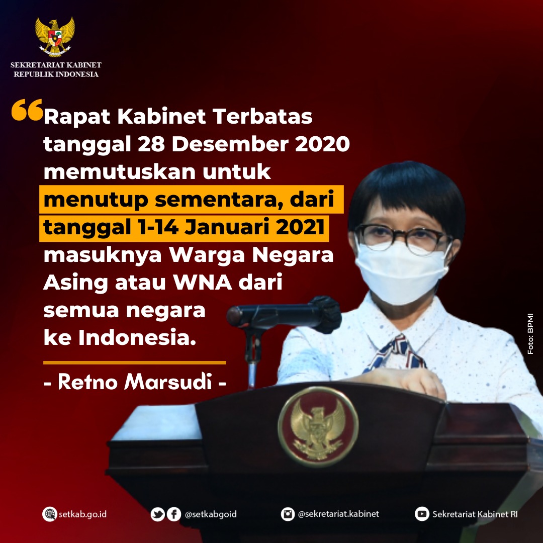 Pernyataan Menteri Luar Negeri Retno Marsudi mengenai Penutupan Sementara Masuknya WNA ke Indonesia
