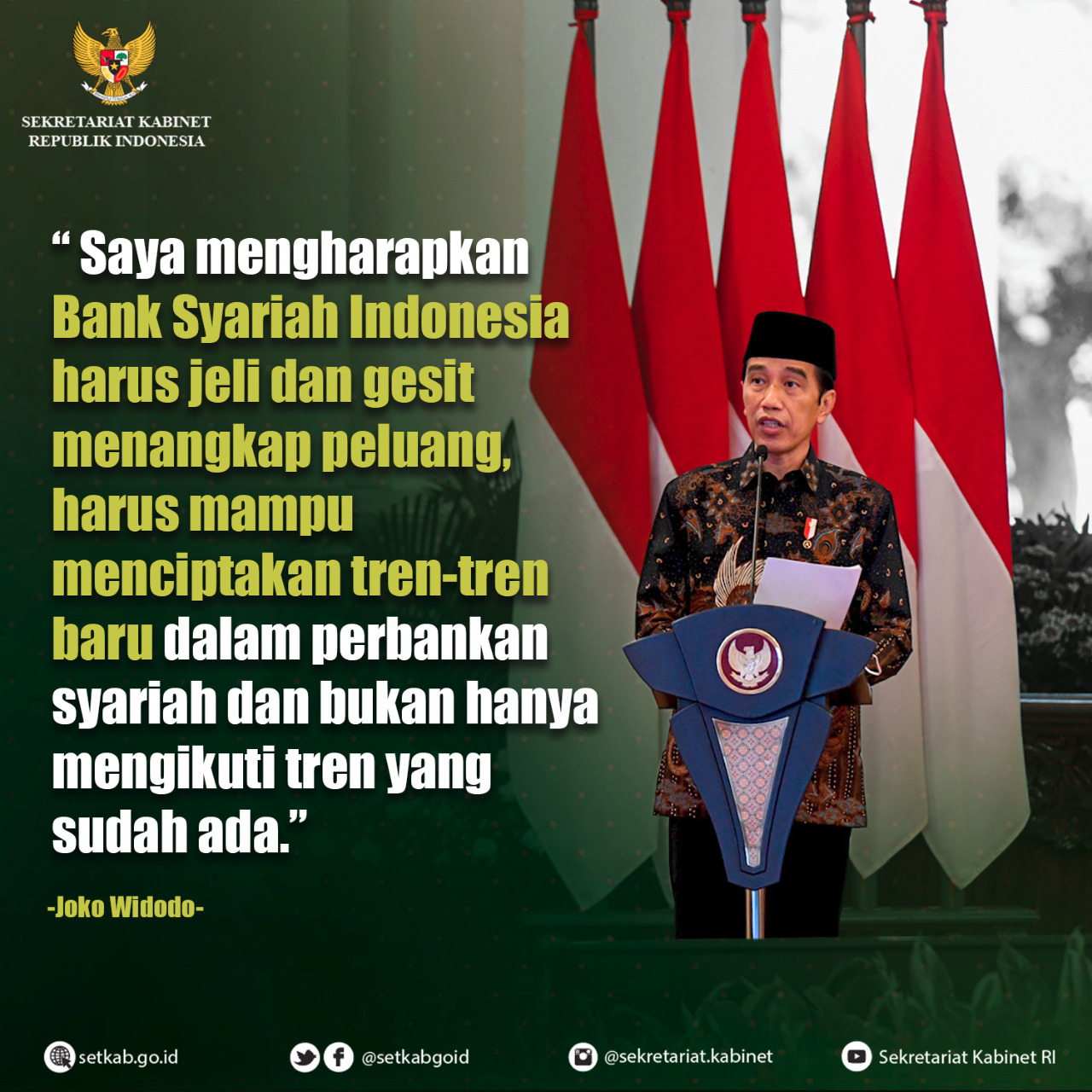 Arahan Presiden RI pada Peresmian PT. Bank Syariah Indonesia Tbk, Senin (01/02/2021)