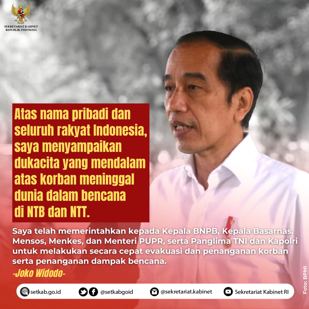Pernyataan Presiden Joko Widodo mengenai Bencana di NTT dan NTB