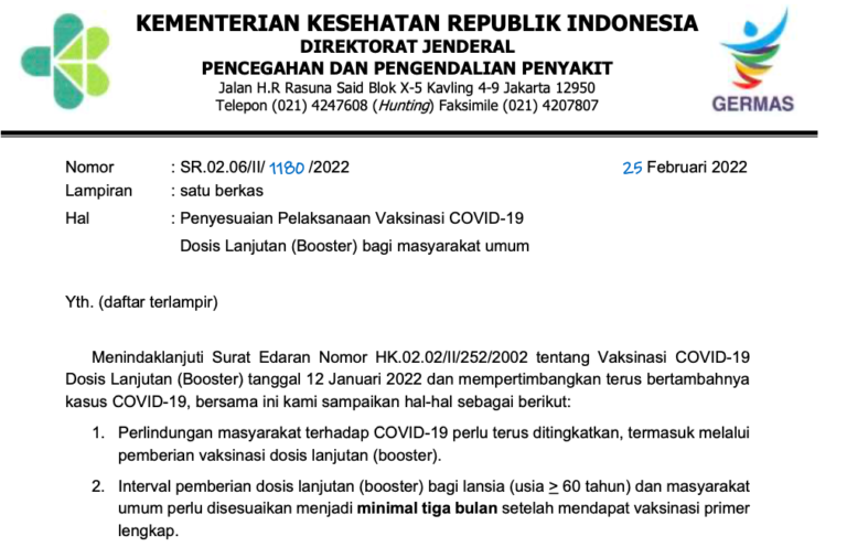 SR.02.06/II/ 1180 /2022 PENYESUAIAN VAKSINASI BAGI MASYARAKAT UMUM