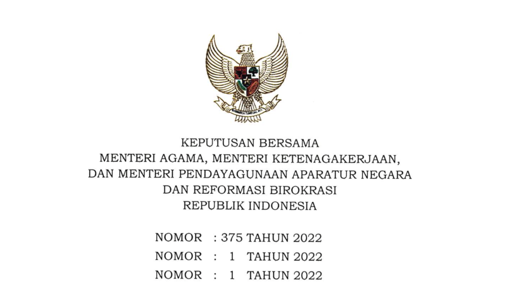 Sekretariat Kabinet Republik Indonesia |  Dalam SKB 3 Menteri Perubahan Hari Libur Nasional dan Cuti Bersama Tahun 2022 ini