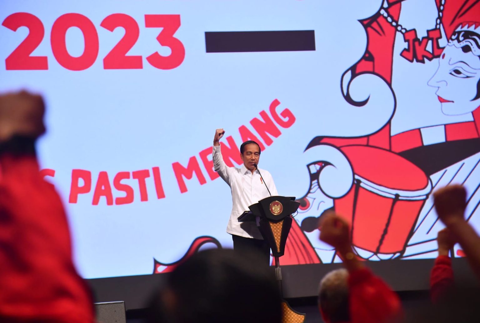 President Jokowi Tuesday (01/31) attends the 8th Anniversaty and National Gathering of Indonesian Solidarity Party (PSI) at the Djakarta Theater, Jakarta. (Photo by: BPMI of Presidential Secretariat/Rusman)