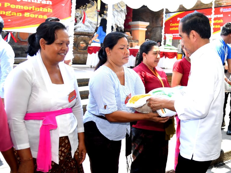 Presiden Jokowi Serahkan Bantuan Pangan bagi Masyarakat di Gianyar