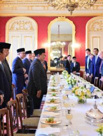 Presiden Prabowo menghadiri forum bisnis dan investasi yang dilanjutkan dengan jamuan santap siang yang diselenggarakan oleh Wakil Perdana Menteri Inggris David Lammy di Lancaster House, London, pada Selasa, 20 Januari 2026.