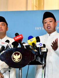 Menteri Agraria dan Tata Ruang Nusron Wahid yang juga menjabat sebagai Ketua MUI Bidang Penanggulangan Bencana menyampaikan pernyataannya kepada awak media.