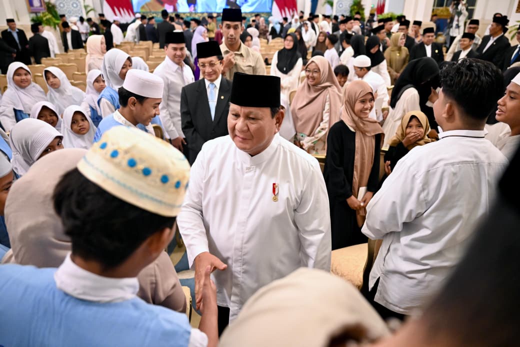 Presiden Prabowo Subianto menghadiri acara Peringatan Nuzulul Qur’an Tingkat Kenegaraan Tahun 1447 H/2026 M di Istana Negara, Jakarta, pada Selasa, 10 Maret 2026.