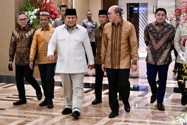 Presiden Prabowo Subianto menghadiri acara tasyakuran Hari Ulang Tahun (HUT) ke-1 Danantara Indonesia yang digelar di Wisma Danantara, pada Rabu, 11 Maret 2026.