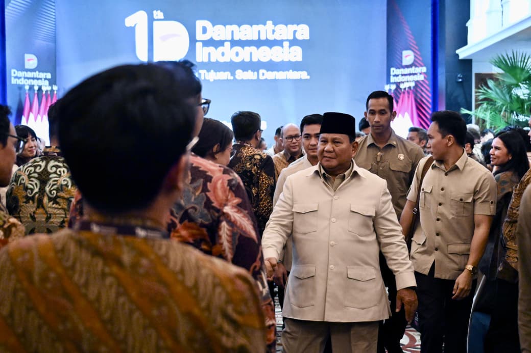 Presiden Prabowo menghadiri acara tasyakuran Hari Ulang Tahun (HUT) ke-1 Danantara Indonesia yang digelar di Wisma Danantara pada Rabu, 11 Maret 2026.