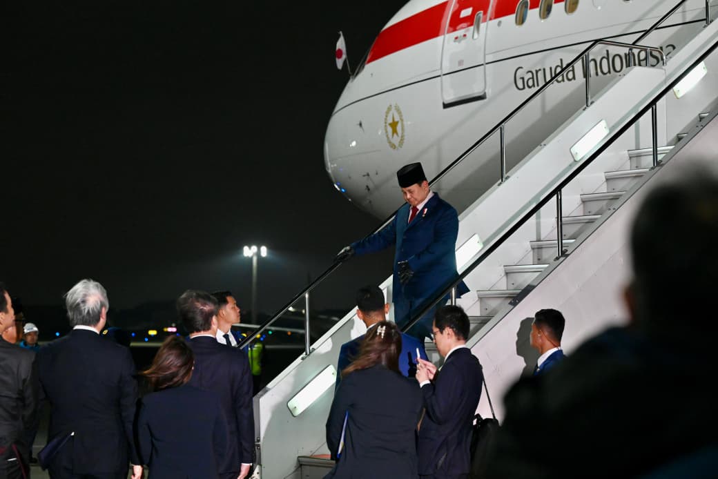 Presiden Prabowo Subianto tiba di Bandar Udara Haneda, Tokyo, Jepang pada Minggu, 29 Maret 2026.